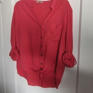 Fuchsia Pink Front Tie Top